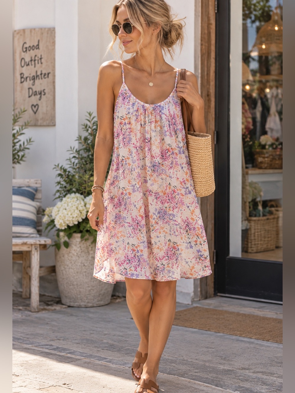 Lulus Floral Midi Slip Dress XS Pink Purple Orange Cottagecore Summer